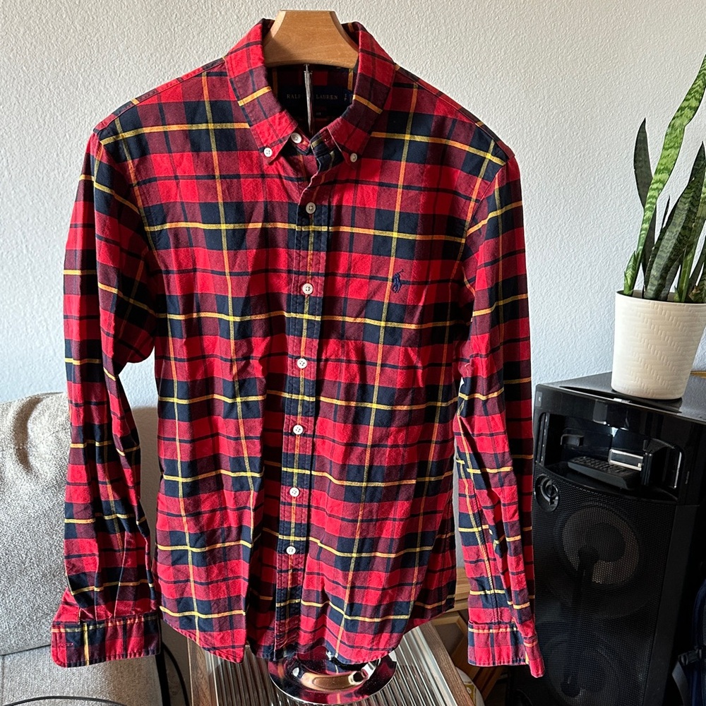 Ralph Lauren Blue Label Red Plaid Casual Button Down Shirt